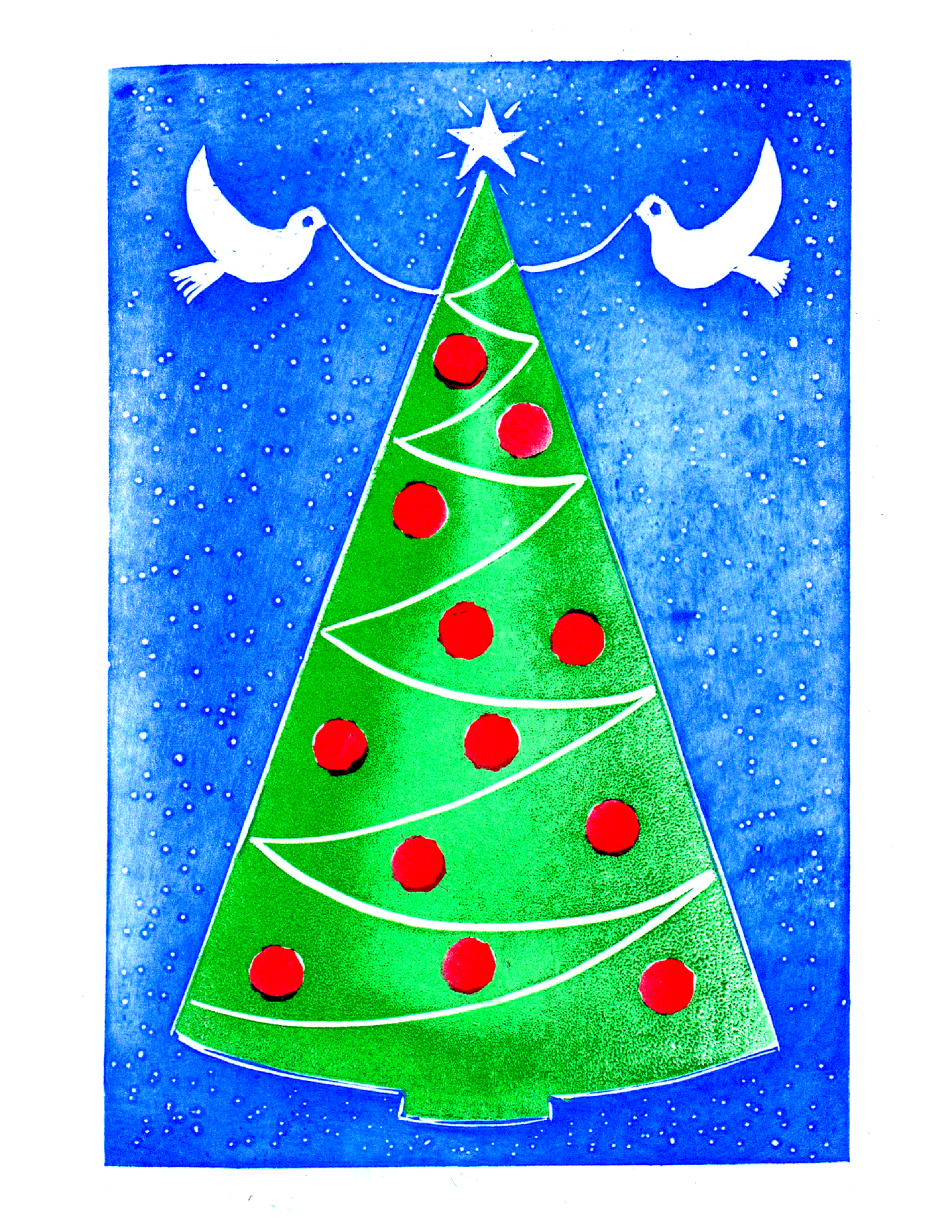 Christmas Tree and Two Doves (8.5 x 11") color print