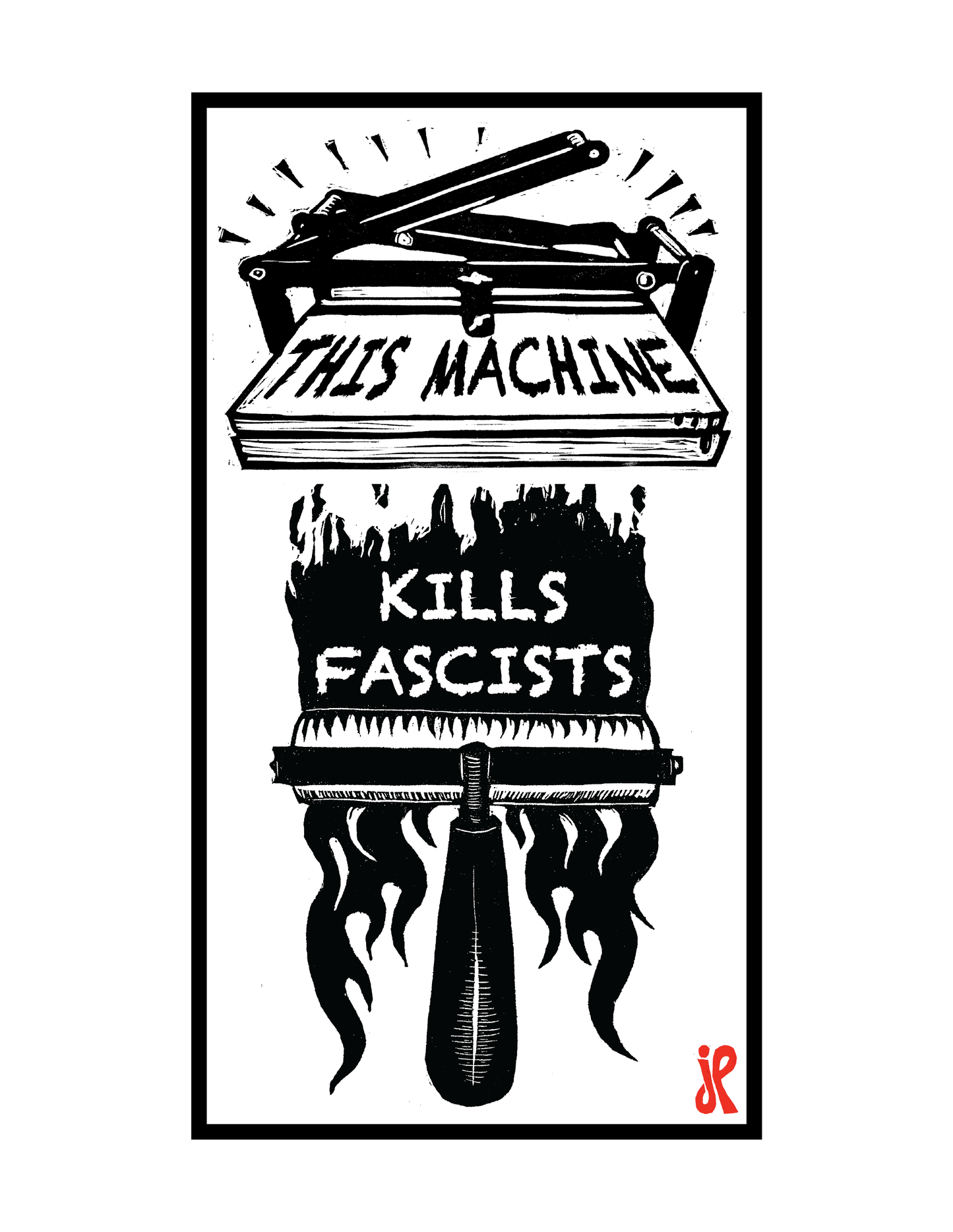 This Machine Kills Fascists (8.5 x 11") inkjet print from original block prints