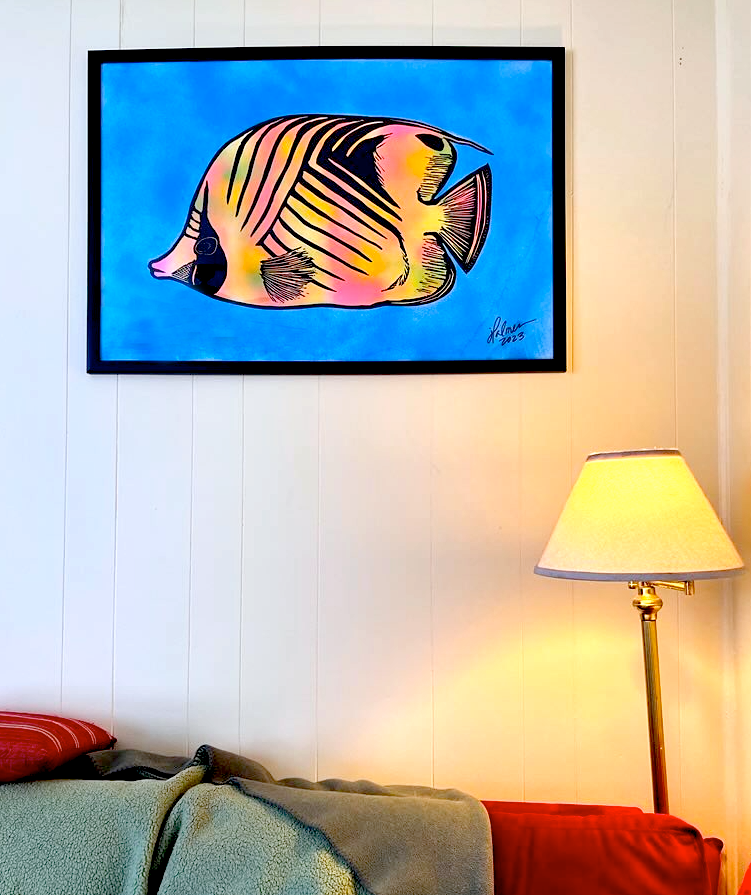 Threadfin Butterflyfish - Screen Print - big fish, tropical fish, limited edition