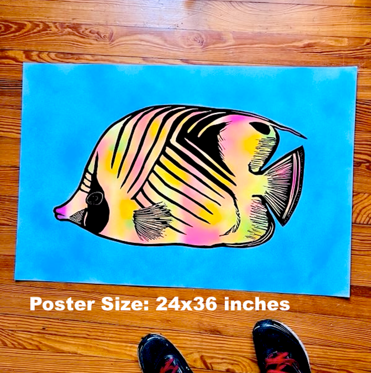 Threadfin Butterflyfish - Screen Print - big fish, tropical fish, limited edition